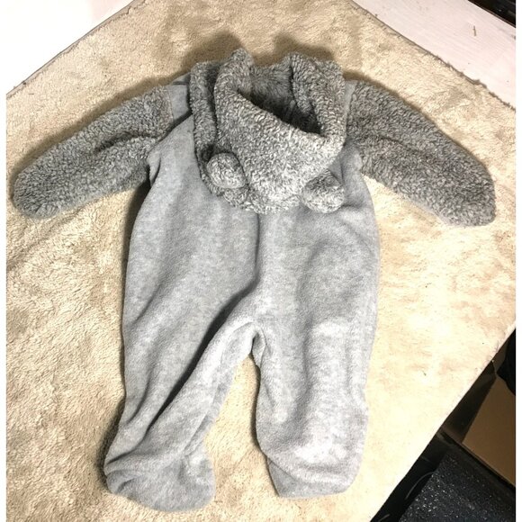 Koala Baby Baby Bear Fleece Bunting Romper Hooded & Ears 0-3M Gray Footed - Picture 8 of 8